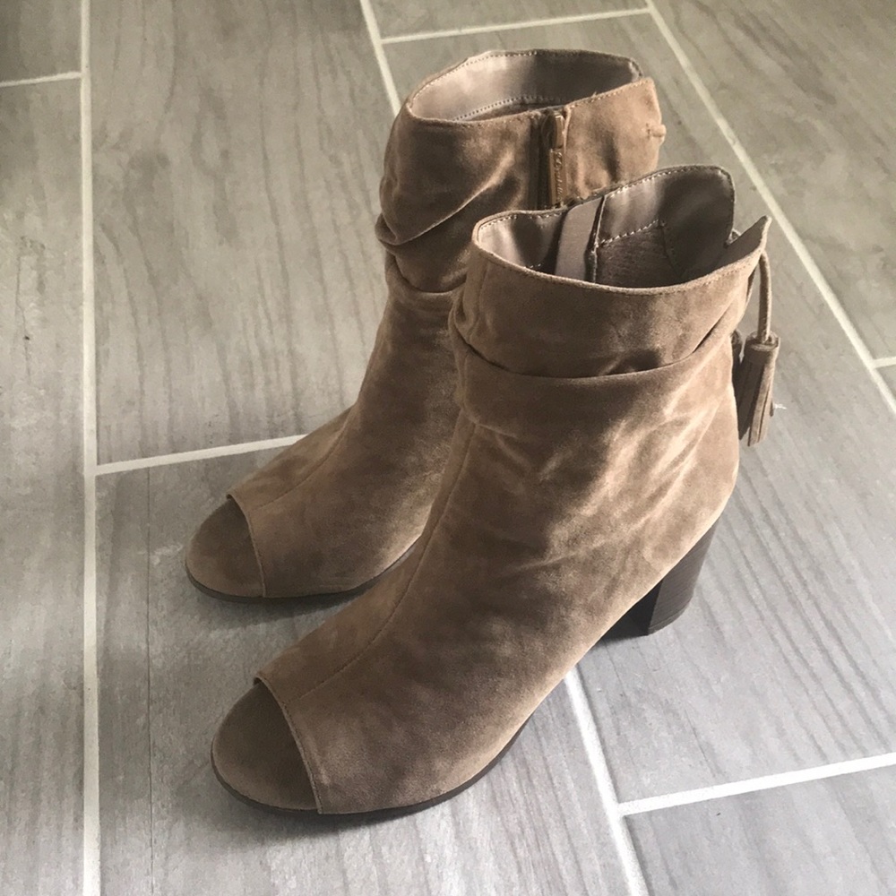 Taupe Open Toed Booties